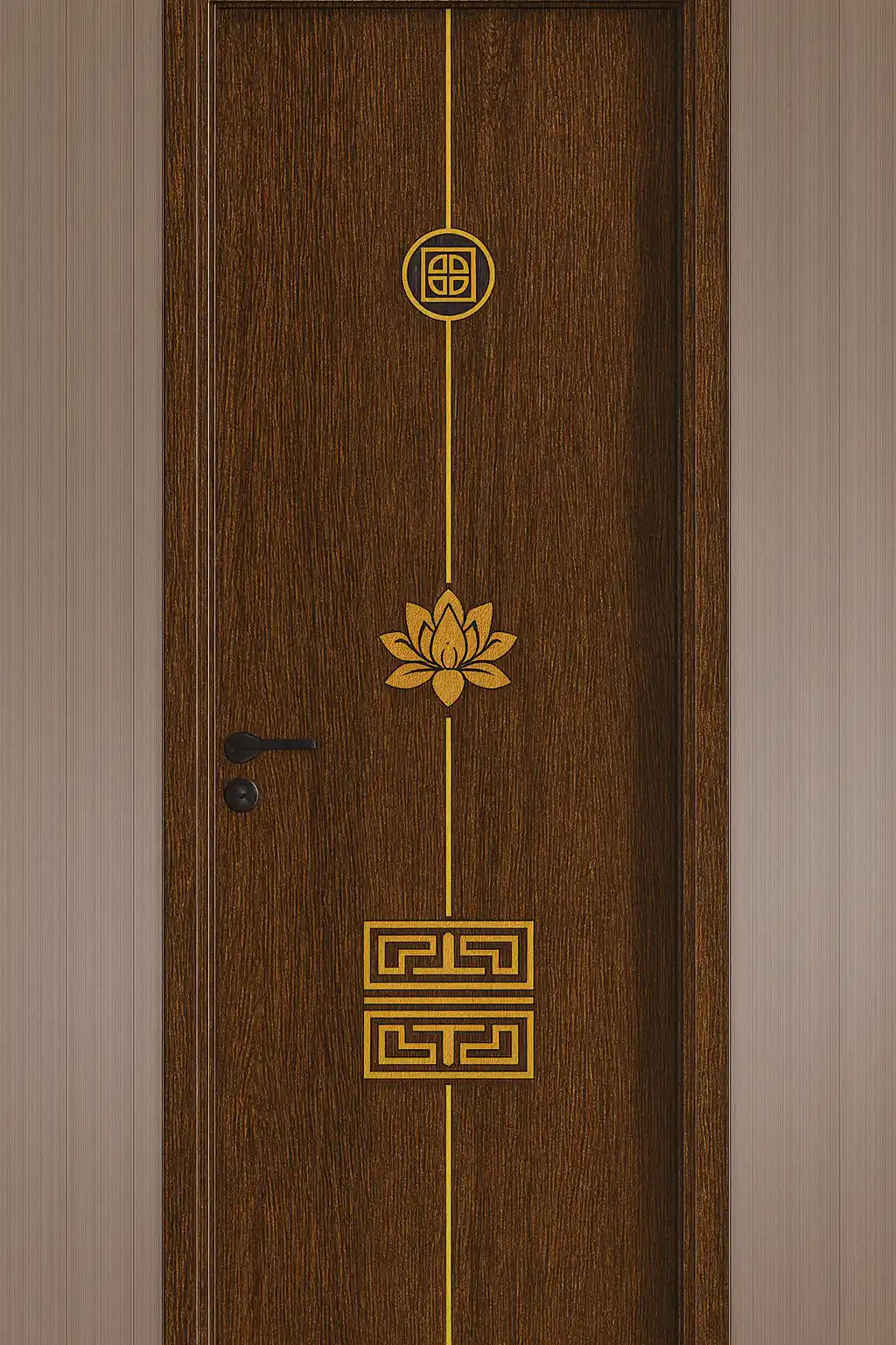 cửa thông phòng màu vân gỗ trắc đen